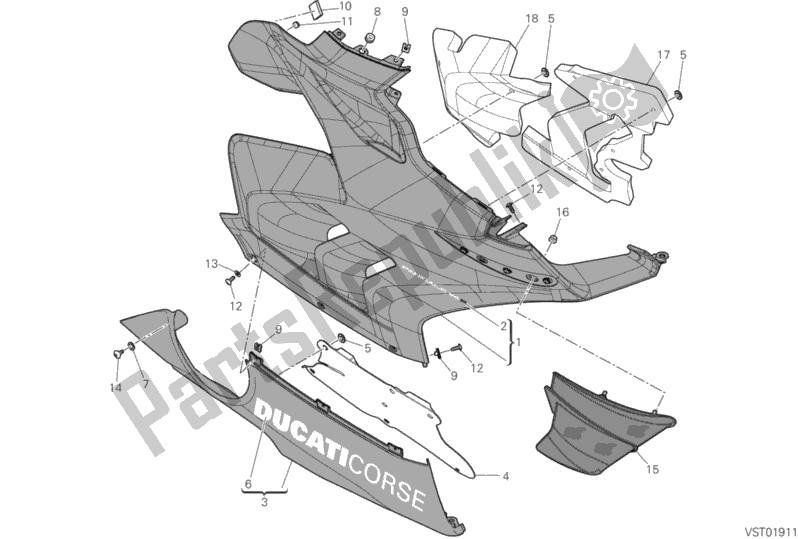 Tutte le parti per il Carenatura, Dx del Ducati Superbike Panigale V4 R USA 998 2019